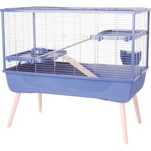 Zolux Cage rongeur surélevée - Néolife - 2 étages pour lapin - 99 x 54 x 92 cm - Bleu