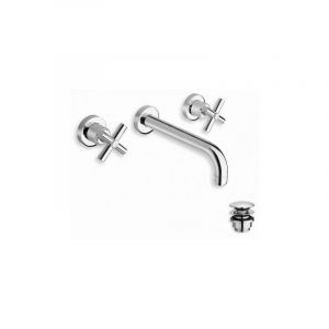 Cristina Ondyna LAVABO EXECUTIVE MURAL 3 TROUS SAILLIE 225 CHROME + Vidage EV24151