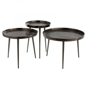 Jolipa Set 3 tables gigognes grises 5 P : 40x40x52cm Gris Foncé