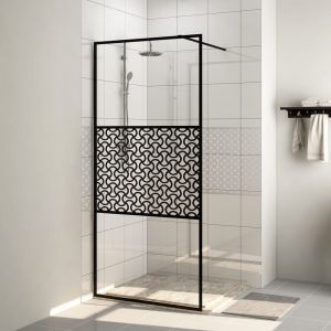 Image de VidaXL Paroi de douche avec verre ESG transparent, 80x195 cm Noir