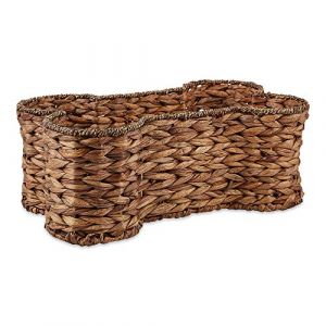 Bone Dry Pet Storage Collection Panier à jouets en jacinthe en forme d'os Marron foncé Taille S
