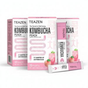 Image de Pack mensuel kombucha p&ecirc;che : 3 boites teazen tz-pkopehx3