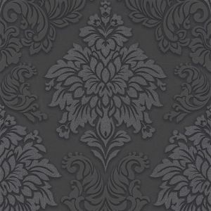 Papier peint baroque Profhome 368984 papier peint intissé légèrement texturé au style baroque scintillant noir argent gris 5,33 m2 noir