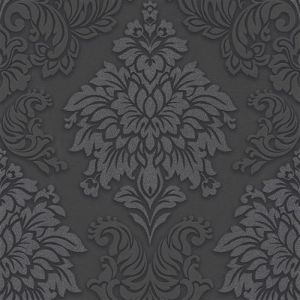 Papier peint baroque Profhome 368984 papier peint intissé légèrement texturé au style baroque scintillant noir argent gris 5,33 m2 noir