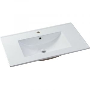 Vasque à encastrer blanche rectangle en céramique - 101 x 46,5 cm - MOTIAC