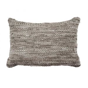 Image de Coussin en cuir tressé Skin 40 x 60 cm Gris taupe