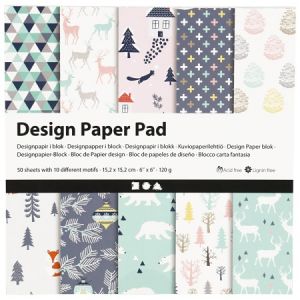 Creotime Papier scrapbooking Design - Noël Pastel - 15 x 15 cm - 50 feuilles