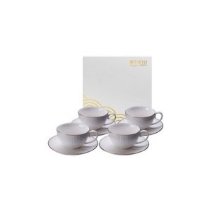 Image de Tokyo Design Studio Set de 4 paires tasses Blanc Nippon en porcelaine blanche & or Blanc