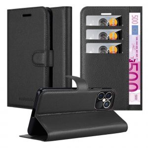 Cadorabo Coque pour Apple iPhone 12 Pro Max (6,7") en Noir DE Jais - Housse Protection avec Fermoire Magn&eacute;tique, Stand Horizontal et Fente Carte - Portefeuille Etui Poche Folio Case Cover