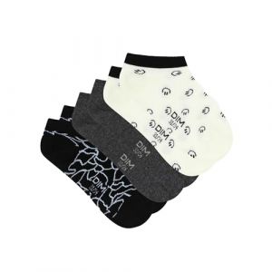 DIM Chaussettes Gar&ccedil;on Motif Ann&eacute;es 90 Coton Style x3, Blanc Cr&egrave;me/Noir/Gris, 27-30