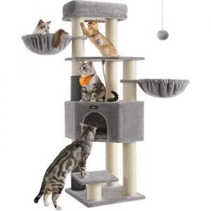 Feandrea - Arbre à Chat Grand et Stable avec Tapis Chaud, Auto-toiletteurs, Poteaux à Griffer, Niche, Hamacs, Plateformes, Corde en Sisal, 50 x 50 x