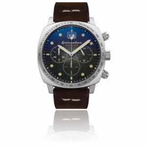 Spinnaker Montre Homme - Hull - chronographe - Boitier Rond - Acier Inoxydable - Cadran Vert - Bracelet Marron Cuir véritable - SP-5068-02