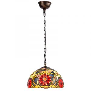 Barcelona led Suspension d'inspiration Tiffany avec mosaïque florale en verre