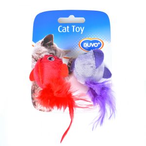 Jouet peluche pour chat oiseaux plumes Duvoplus