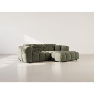 Mini Ray - Canap&eacute; dangle droit 4 places en tissu textur&eacute; - Vert Kaki