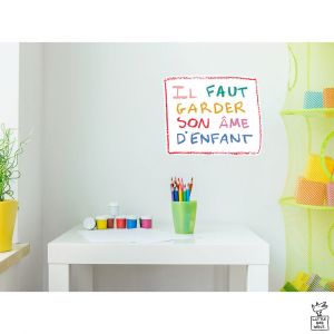 Plage Sticker décoratif autocollant, citation, phrase motivante, Il faut garder son âme d'enfant, little bad wolf, 68 cm X 48 cm