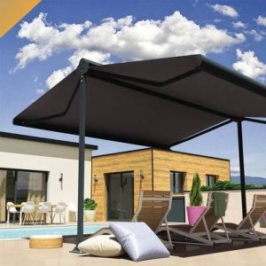 Image de Intersun Store banne double pente ENARGITE 4,00x2x3,00 M (Manuelle - Gris Anthracite - Gris Graphite)