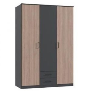 Wimex Armoire de chambre - agia - Graphite - 3 portes battantes - 2 tiroirs - 135 x 199 x 58 cm