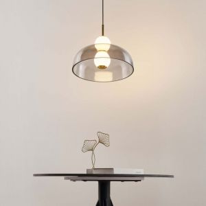 Kosilum Suspension cloche ouverte en verre led intégrée 30 cm - Santo