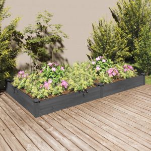 VidaXL Lit surélevé de jardin doublure 240x120x25 cm bois massif sapin Grey