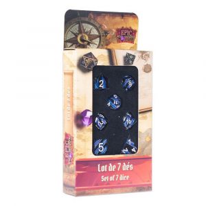 Trade Invaders Epic Forge Lot de 7 dés- Métal- Noir et Bleu