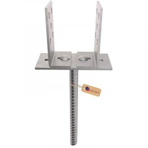 Support de poteau en U r&eacute;glable &agrave; sceller galvanis&eacute; &agrave; chaud 100 x 100 mm &ndash; hauteur r&eacute;glable 0 &agrave; 160 mm pour cl&ocirc;ture bois et poteaux &ndash; GeZu Impex