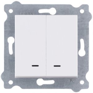 Interrupteur double avec témoin lumineux Blanc bornes à vis 203/01E EXEN