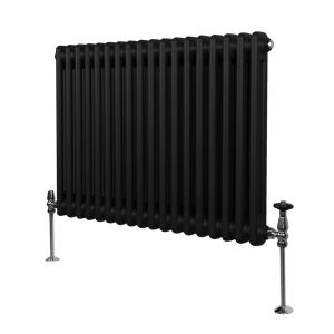 Radiateur Traditionnel &agrave; 2 Colonnes Chauffage Horizontal Noir 600 x 832mm