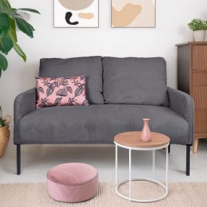 Cotecosy Canapé 2 places moderne et élégant Manuelo Velours côtelé Gris foncé