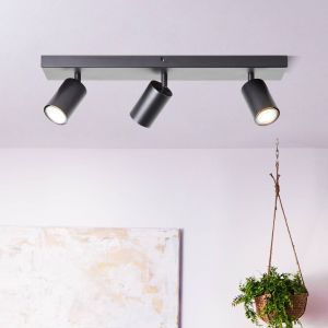 Brilliant AG Barre de spots led Jello 3-flammes noir mat, métal, 3x led, GU10, 5 w, lampes à réflecteur led incluses (flux lumineux : 345lm, couleur de