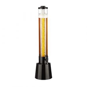 Relaxdays Distributeur de Boisson avec Robinet, 3 l, réservoir à glaçons, pour Jardin, Transparent et Noir