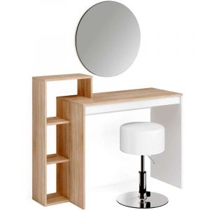 Vicco - Coiffeuse Leo, Sonoma, 100 cm avec miroir et tabouret