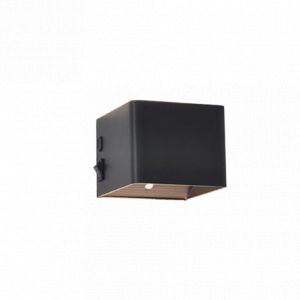 Techvavo Applique murale rechargeable noire - 1 pièce - 19x4x1.8 cm - Détecteur de mouvement intelligent - Pour l'intérieur - Rechargeable par USB - Sans fil - Salon, salle de bain, chambre à coucher