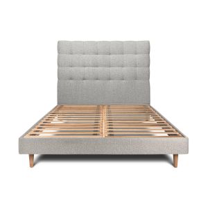 Lit avec tête de lit capitonnee et sommier kit Gris 200x200