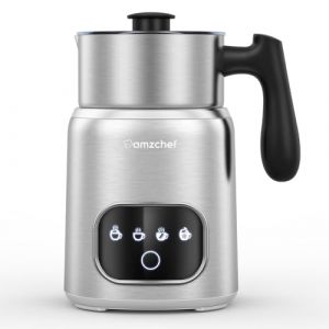 Image de AMZCHEF Mousseur A Lait 4-En-1 | Chauffe Lait Electrique Avec Écran Tactile LED | Mousseur A Lait A Chauffage Par Induction 3D Chauffe Également Chocolat Et Lait Pour Lattes, Cappuccino et Mochas