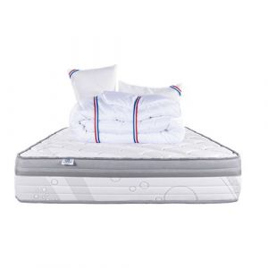 Matelas 160x200 cm, Relaxation, 26cm, Ressorts Ensachés, Mousse Haute Densité, ergonomique, Soutien ferme + 2 Oreillers + Couette