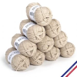 Pelotes de laine - BERGERE DE FRANCE - Barisienne 7 - 100% acrylique - Sable blanc - Lot de 10 pelotes