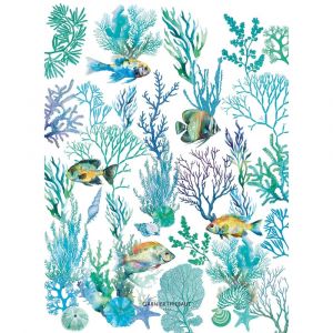 Garnier Thiebaut Torchon lavé métis lin & coton bleu 50x70 cm