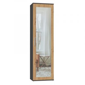 Topeshop - atara - Armoire d'entrée avec grand miroir - 180x50x35 cm - 2 étagères + penderie - Meuble d'entrée