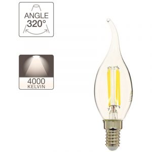 Image de Xanlite Ampoule à filament LED flamme coup de vent, culot E14, 4W cons. (40W eq.), lumière blanche neutre