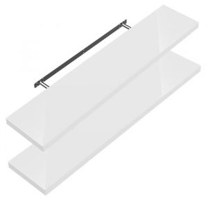 Set de 2 Étagères murales flottantes mdf robuste effet flottant support de fixation inclus étagère bois rangement livre décoration cd Set de 2 pièces