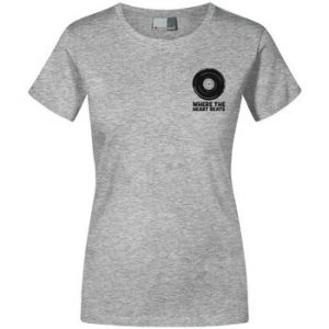 Image de Promodoro Print " heart beats" T-shirt premium Femmes, XS, gris foncé-mélange