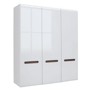 Image de SANS Armoire 3 portes blanc laqué et naturel