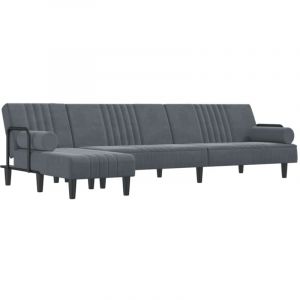 VidaXL Canap?-lit en forme de l gris 260x140x70 cm velours