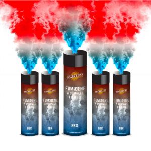 Lot de 4 Fumigènes a Main 1 MINUTE BLEU/BLANC/ROUGE - Déclenchement à Goupille, durée 60 secondes