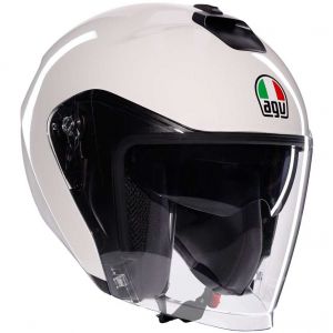 AGV IRIDES E2206, Casque Moto Jet, Open Face Unisex Helmet, &Eacute;cran Anti-Rayures et Protection UV, Materia White, XXL