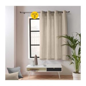 Lot de 2 rideaux petite hauteur 135 x 180 cm coton/polyester recyclé Twily Beige
