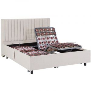 Vente-unique - Sommier électrique de relaxation déco 2x78 plots - 2 x 90 x 200 cm - Tissu - Beige - nalu de dreamea