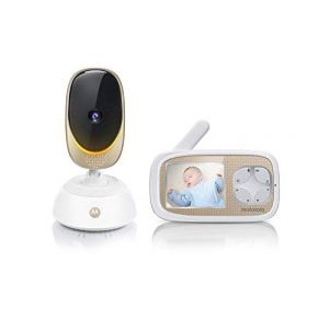 Motorola Baby Comfort 45 Connect – Babyphone Vidéo avec fonction de rotation et de zoom, Wi-Fi, écran couleur 2,8" Vision nocturne, audio bidirectionnelle et capteur de température - Blanc