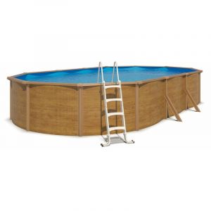 Image de Trigano Piscine hors sol acier ovale 7,60 x 4,55 x 1,20 m aspect bois CANYON